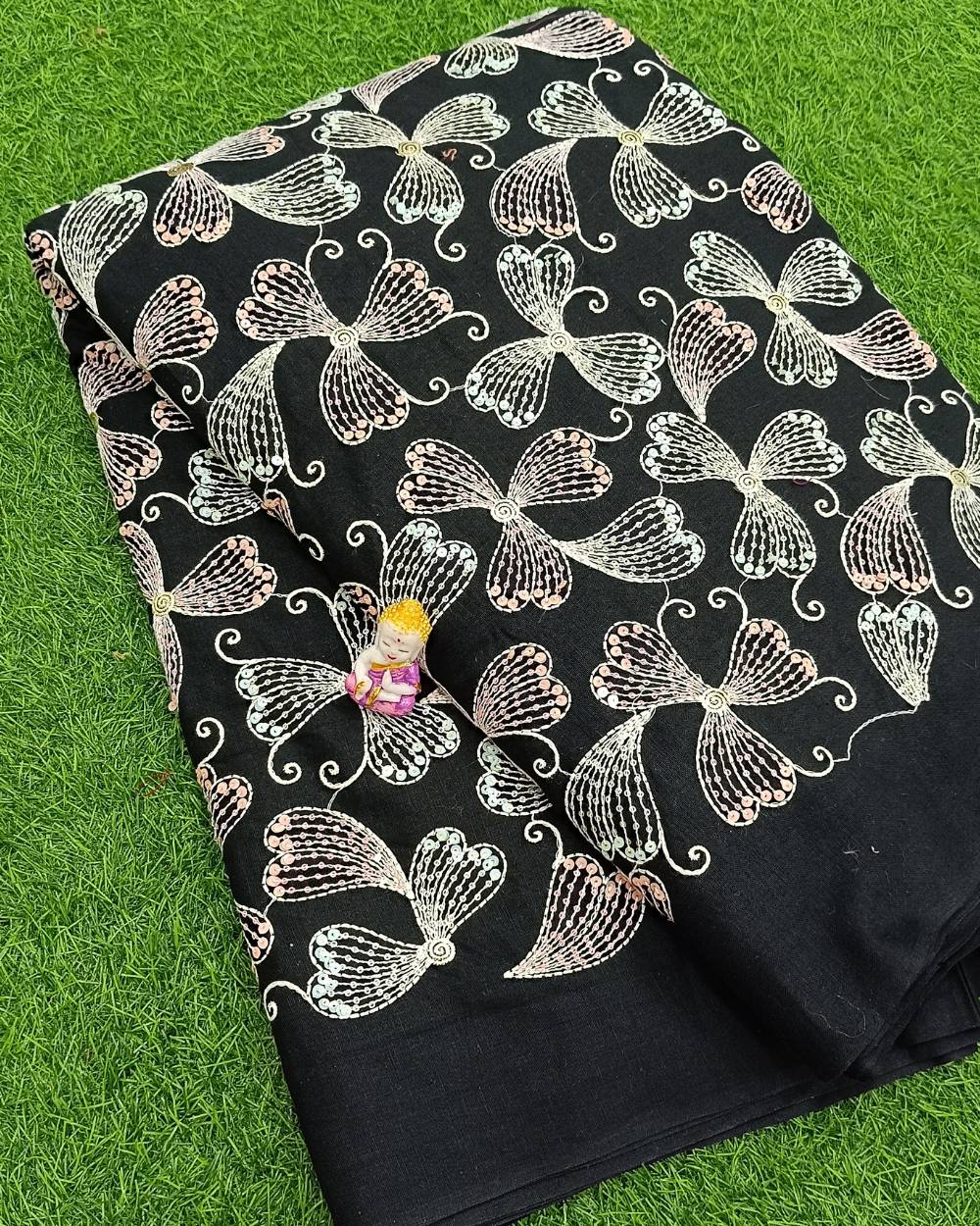 Cotton Work Black Colour 43 Inches Width