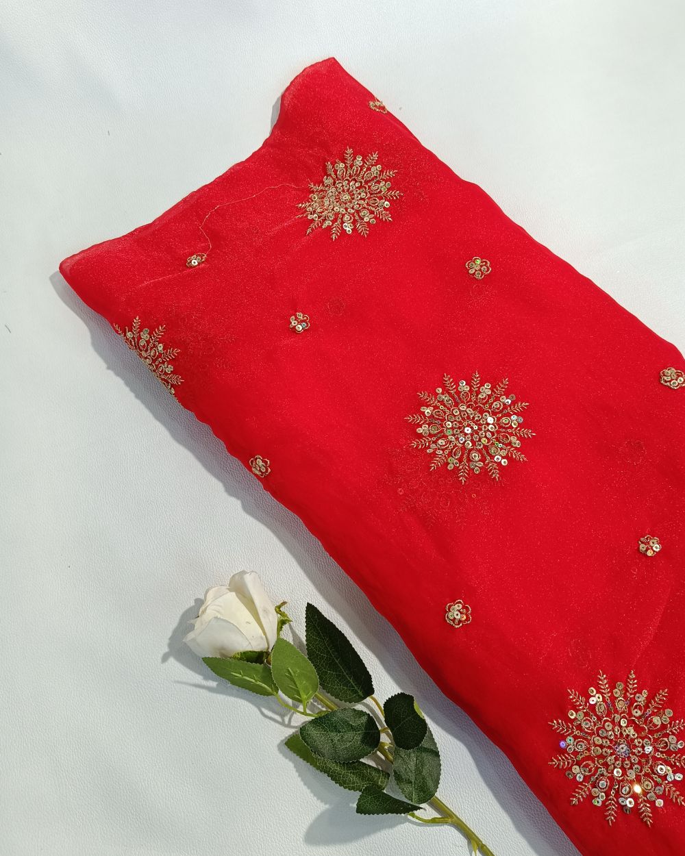 Premium Georgette Work Red Colour 48 Inches Width