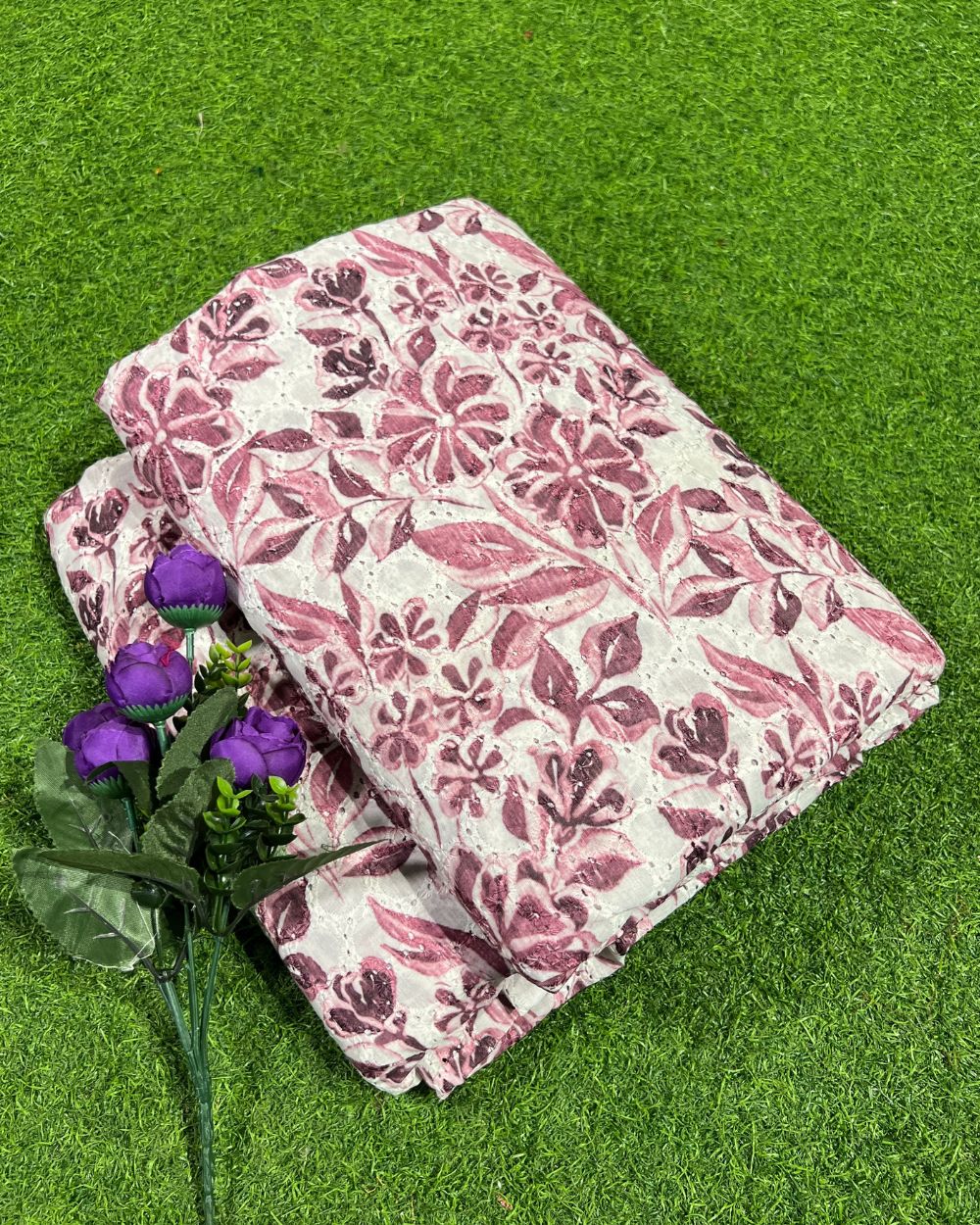 Printed Hakoba Cotton Wine Colour 46 Inches Width