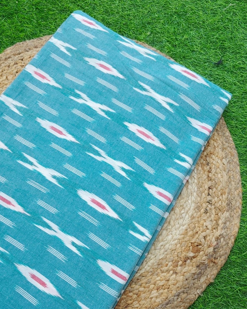 Woven Pure Cotton Ikat Pastel Blue Colour 42 Inches Width