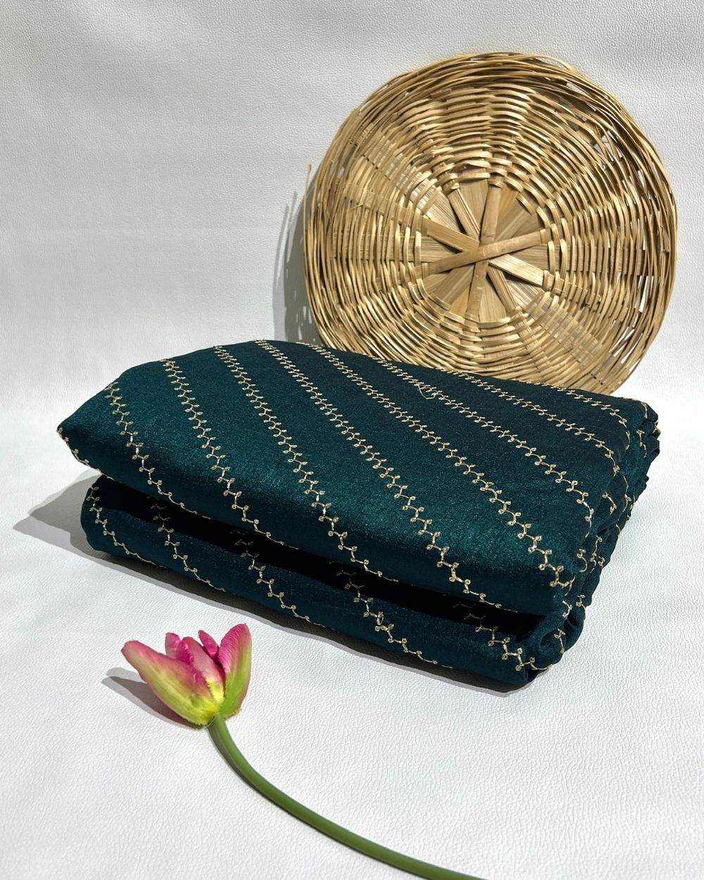 Vichitra Silk Work Peacock Green (Morpankhi) Colour 44 Inches Width