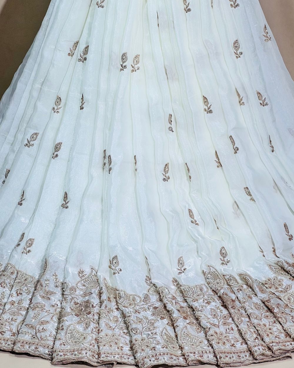 Space Silk Work with Border Off White Colour 52 Inches Width