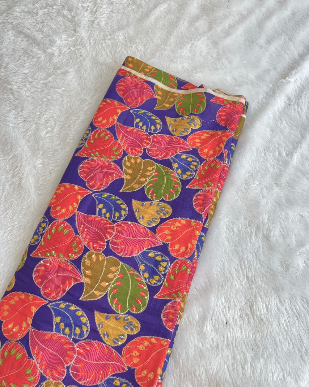 Mix Cotton Work Purple Colour 40 Inches Width