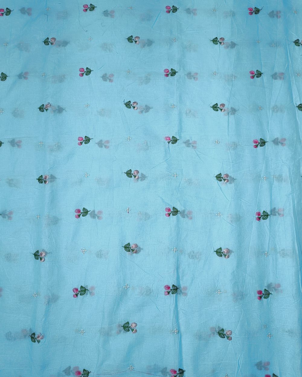 Mal Cotton with Thread Work Sky Blue Colour 40 Inches Width
