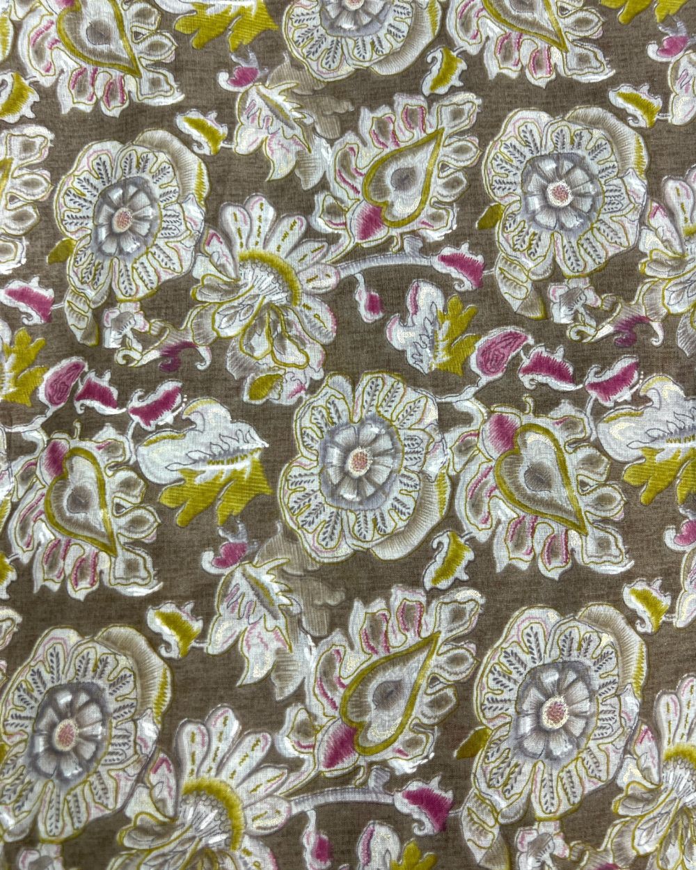 Mal Cotton with Foil Dusty Sage Green Colour 42 Inches Width