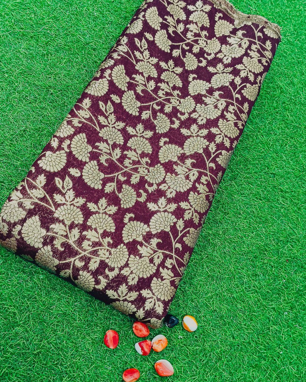 Chanderi Work Brown Colour 44 Inches Width