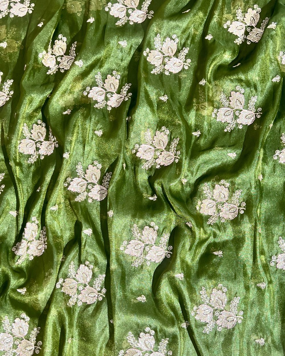 Chandanya Silk Work Mehandi Green Colour 44 Inches Width