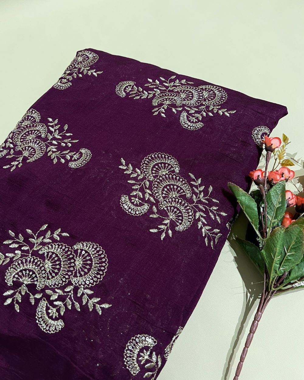 Jute Work Wine Colour 42 Inches Width
