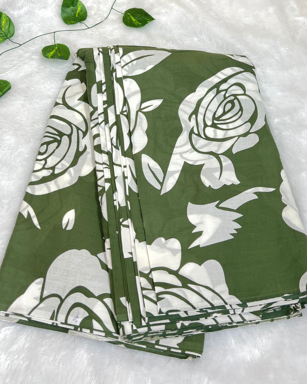 Printed Cotton Moss Green Colour 42 Inches Width
