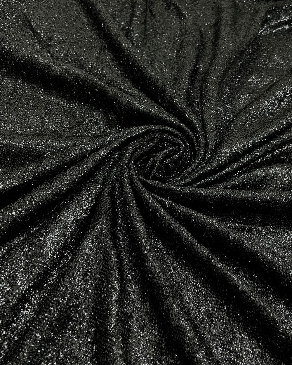 Imported Sparkling Tinsel Lurex Fabric Stretch Metalic Glitter Black Colour 60 Inches Width
