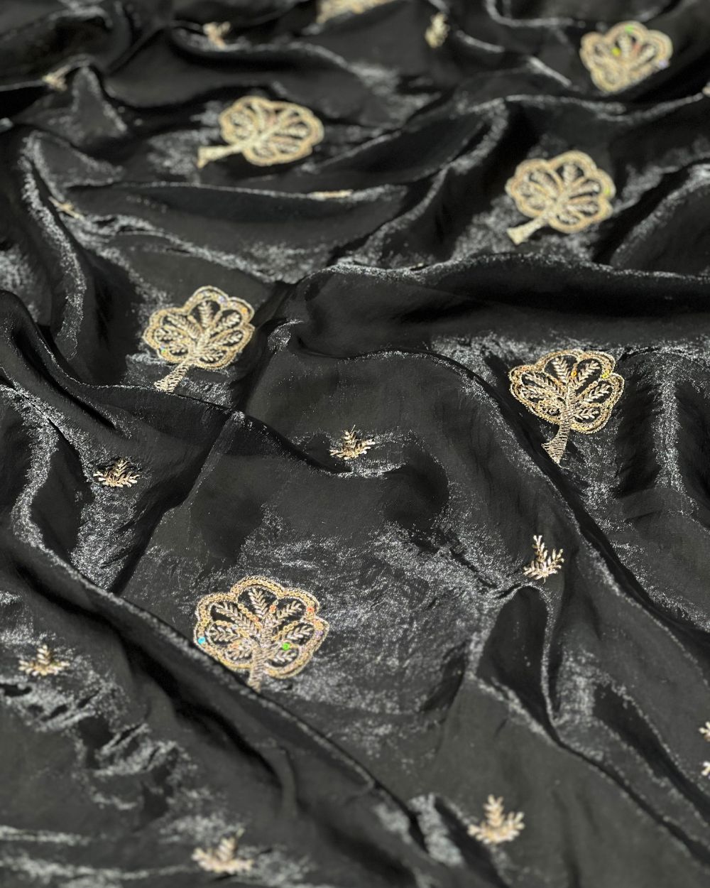 Space Silk Work Black Colour 46 Inches Width