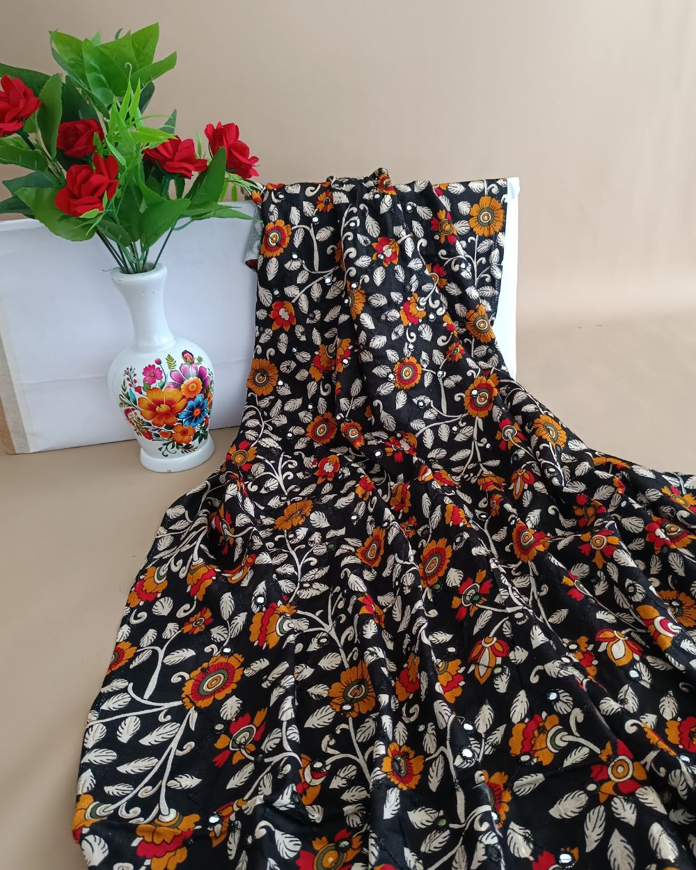 Cotton Abla Work Black Colour 42 Inches Width