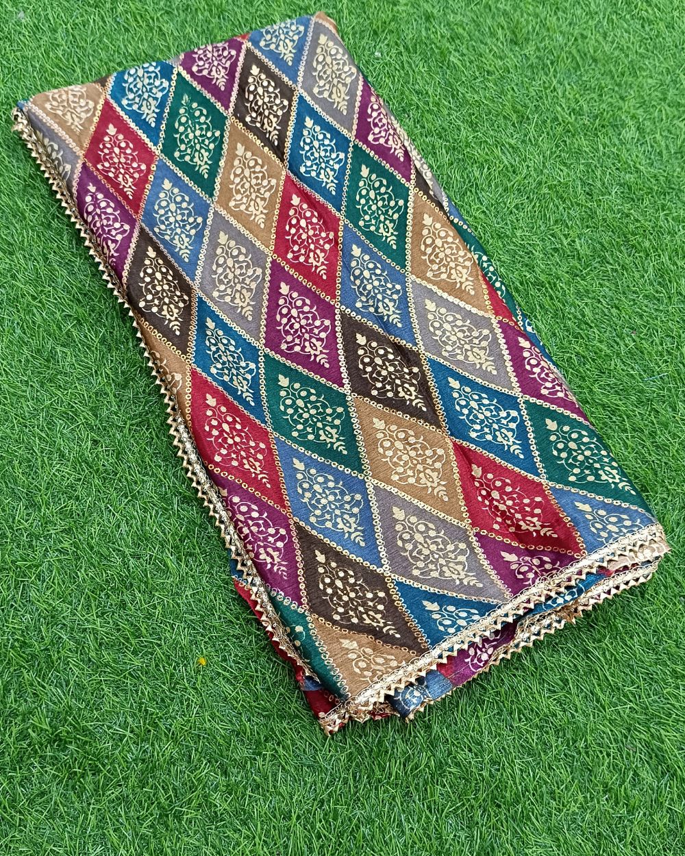 Printed Chinnon Dupatta Multicolor 44 Inches Width