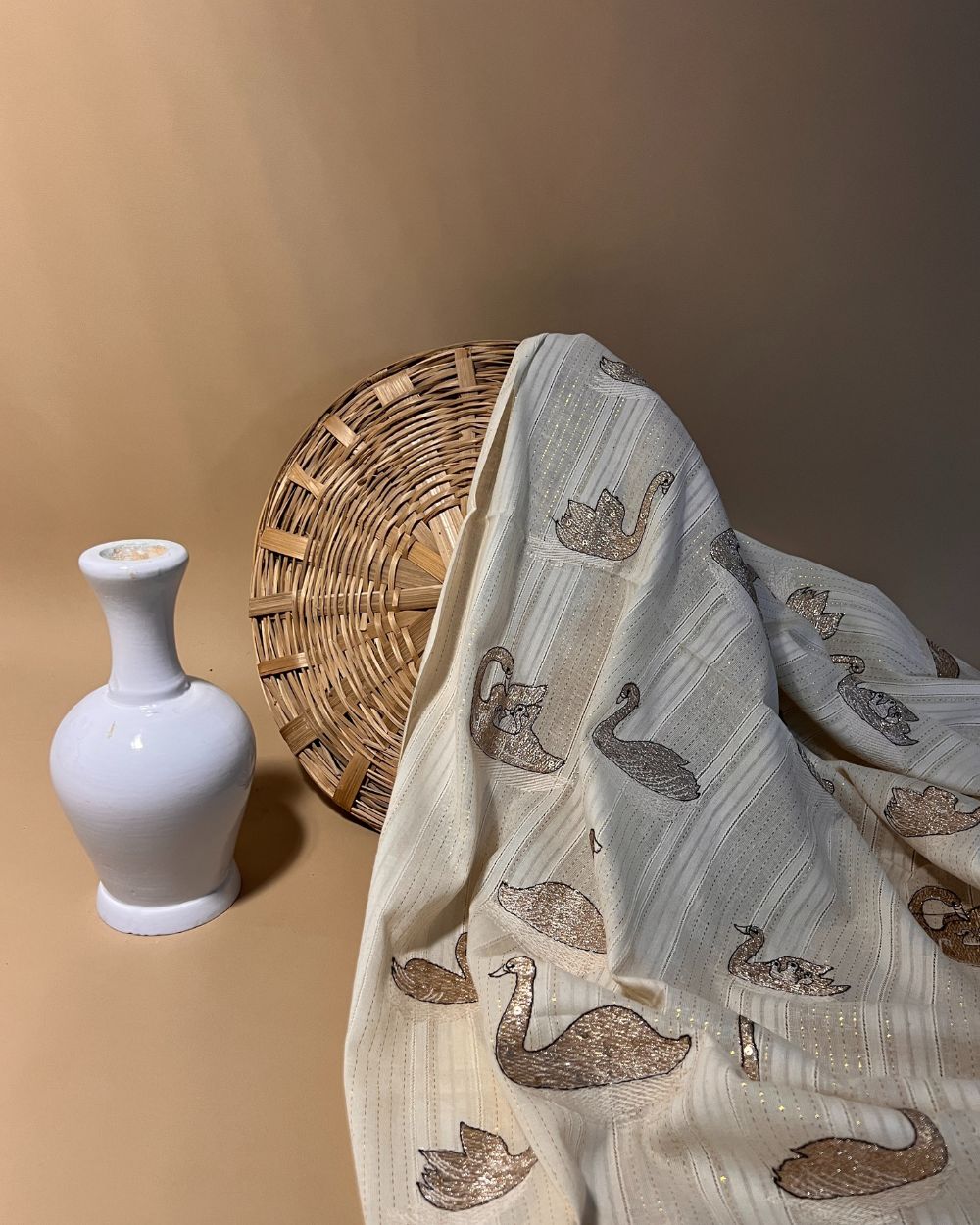 Premium Cotton Lurex Work Off White Colour 44 Inches Width