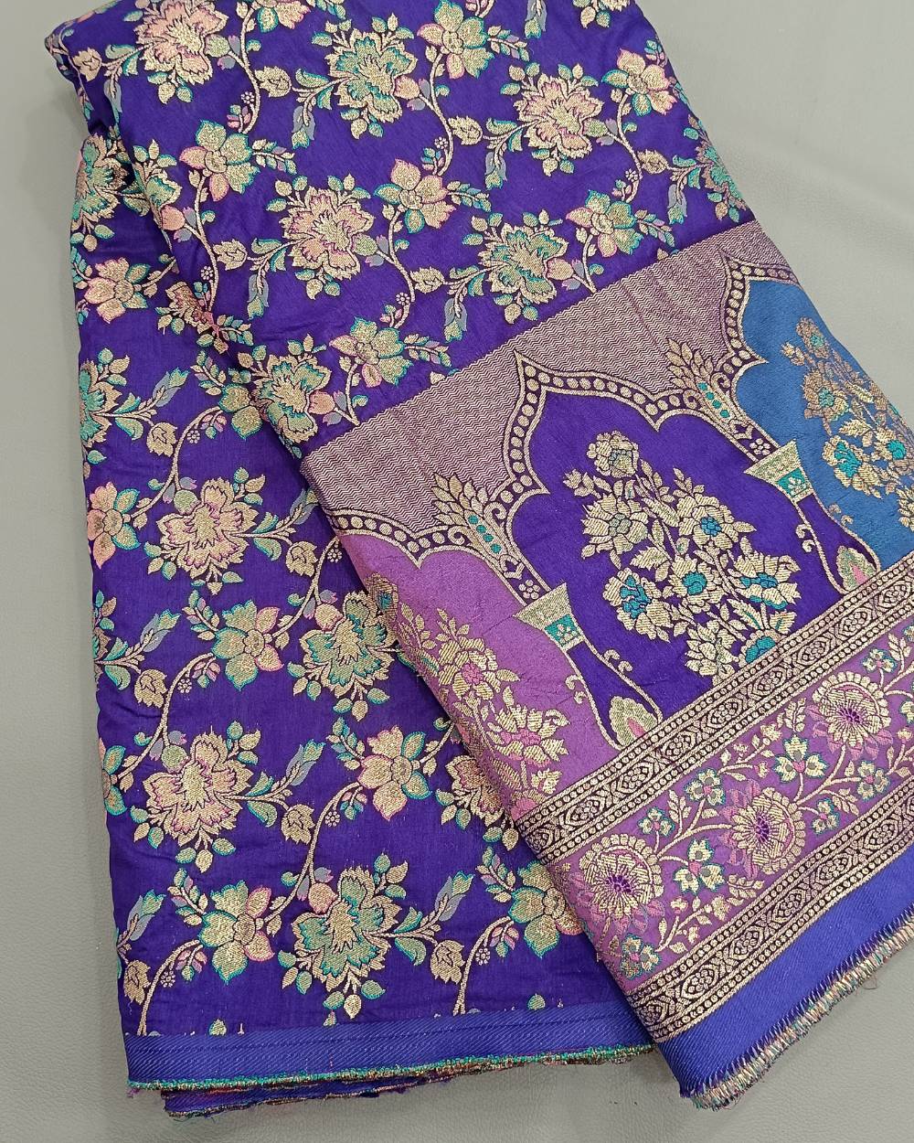 Chanderi Work with Border Purple Colour 45 Inches Width