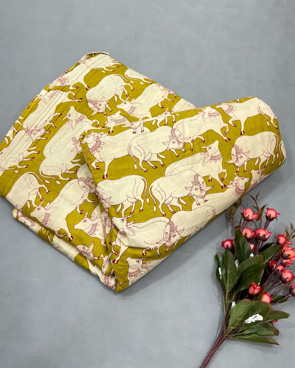 Printed Cotton Mustard Yellow Colour 42 Inches Width