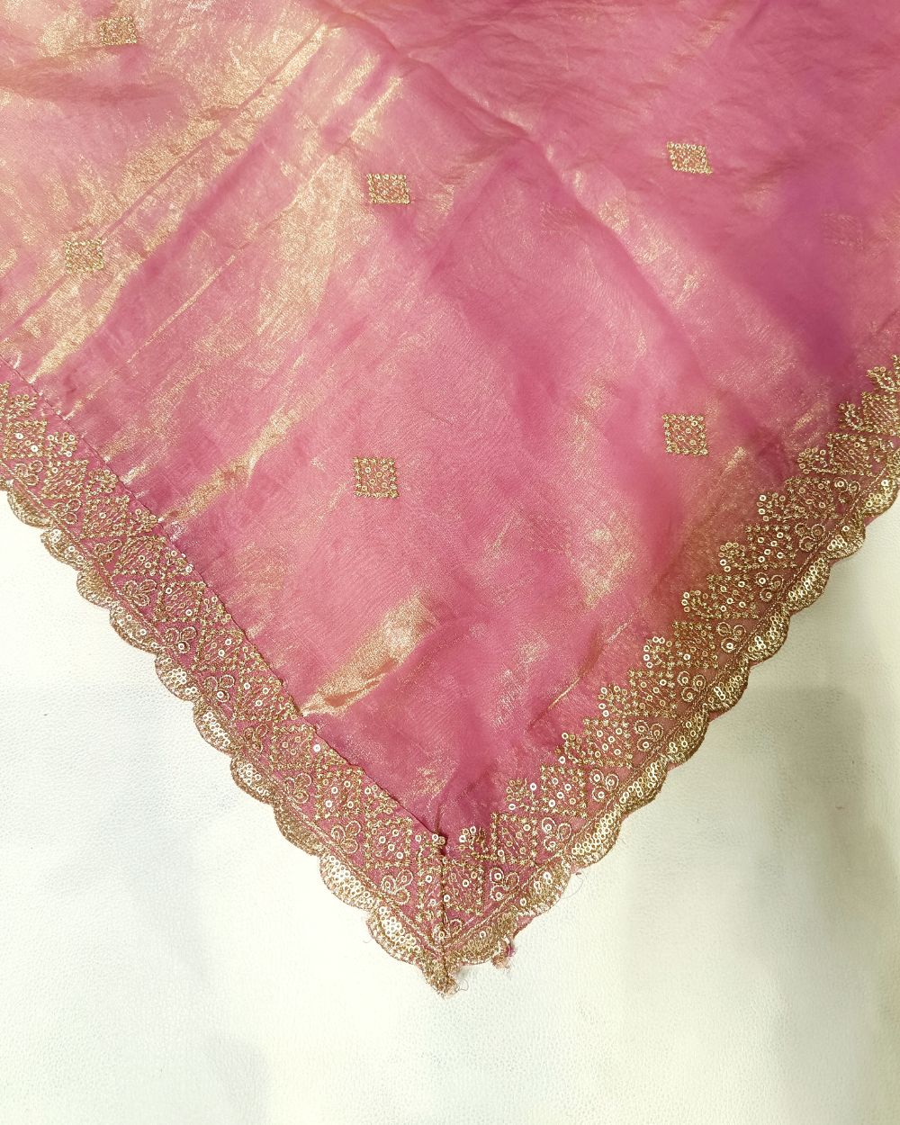Space Silk Work Dupatta with Border Mauve Pink Colour 45 Inches Width