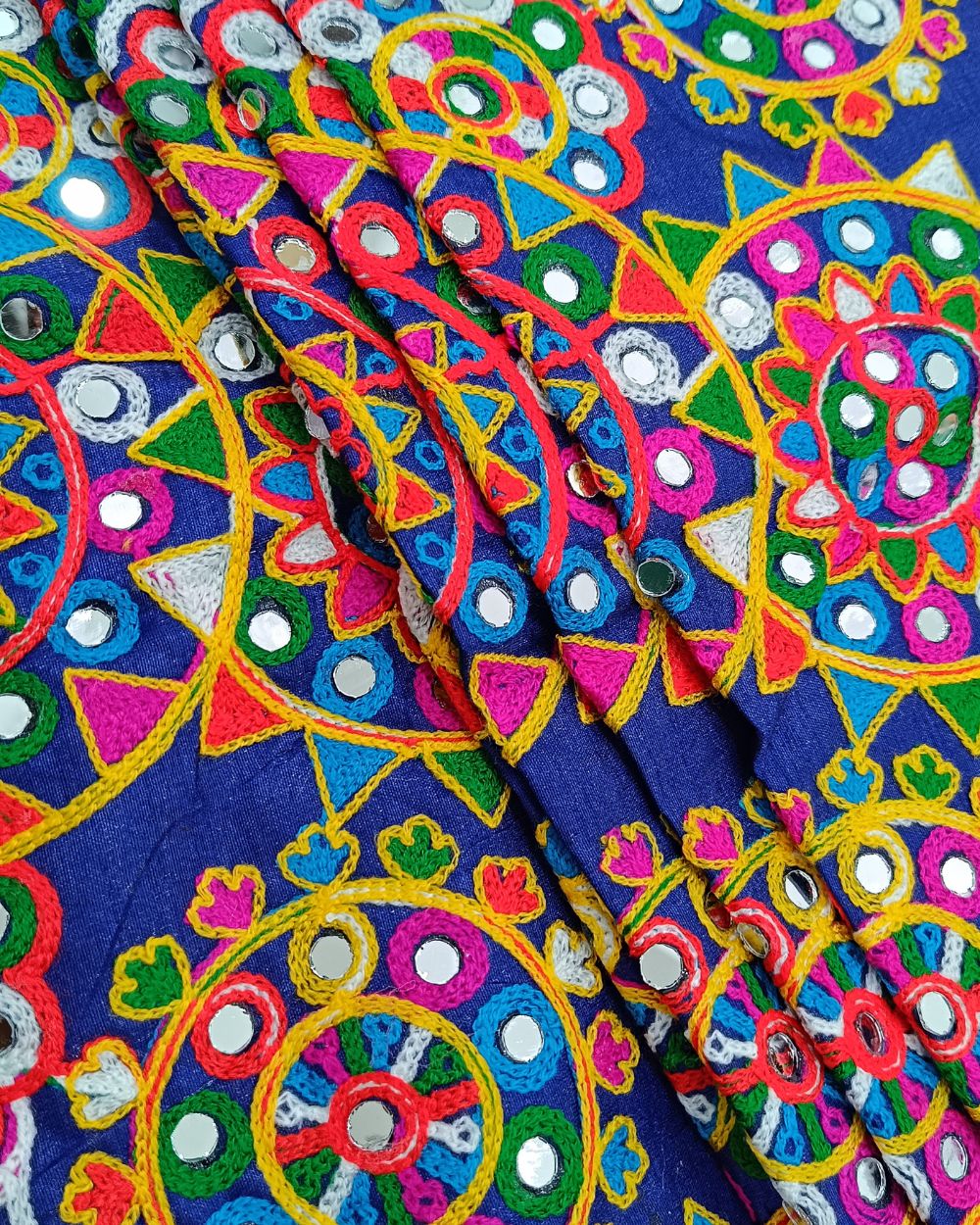 Banglori Gamthi Rajasthani Royal Blue (Multicolor) Colour 44 Inches Width