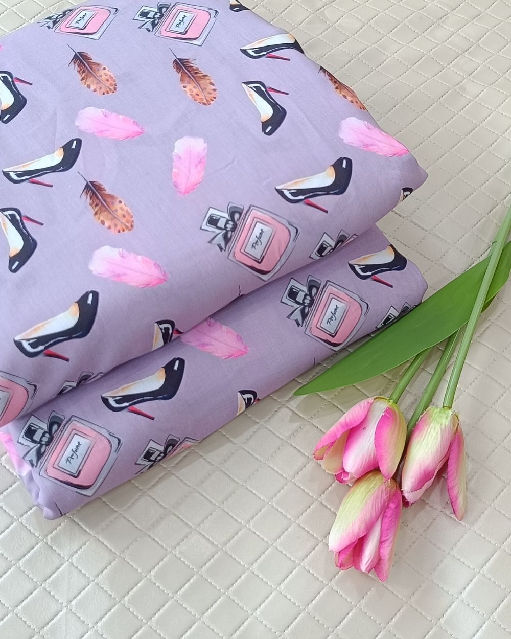 Soft Cotton with Kids Print (Baby/Nursery) Grey Colour 44 Inches Width