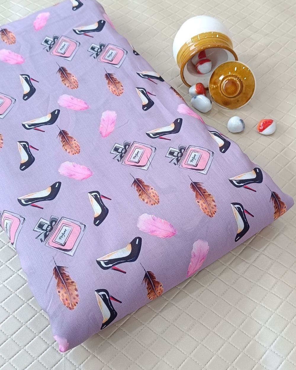 Soft Cotton with Kids Print (Baby/Nursery) Grey Colour 44 Inches Width