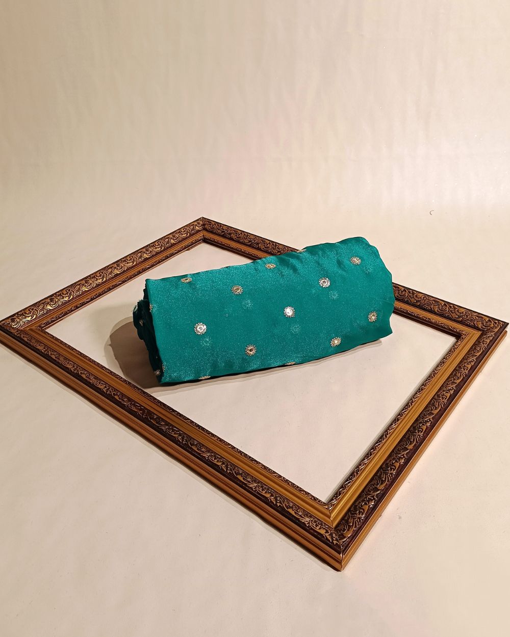 Premium NC Moss with Butti Work Dark Firozi Colour 44 Inches Width