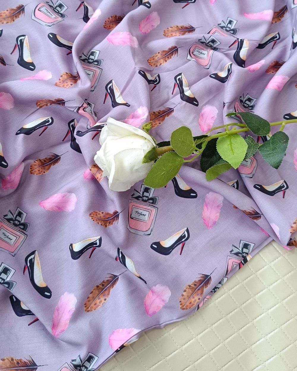 Soft Cotton with Kids Print (Baby/Nursery) Grey Colour 44 Inches Width