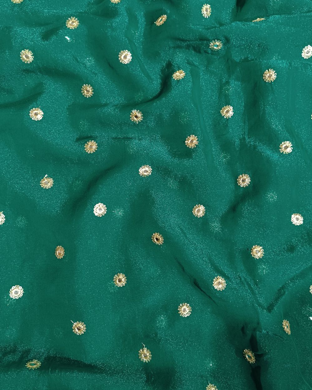 Premium NC Moss with Butti Work Dark Firozi Colour 44 Inches Width