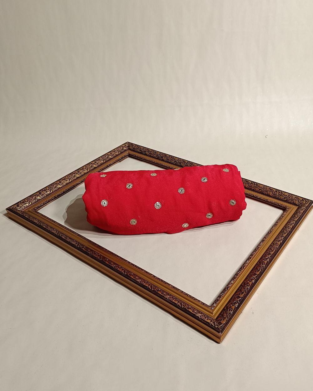 Premium NC Moss with Butti Work Red Colour 44 Inches Width