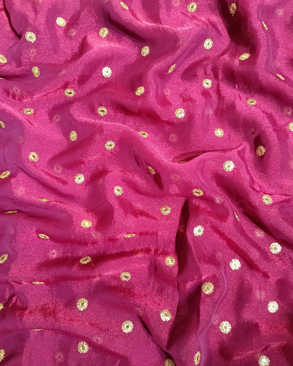 Premium NC Moss with Butti Work Magenta Colour 44 Inches Width