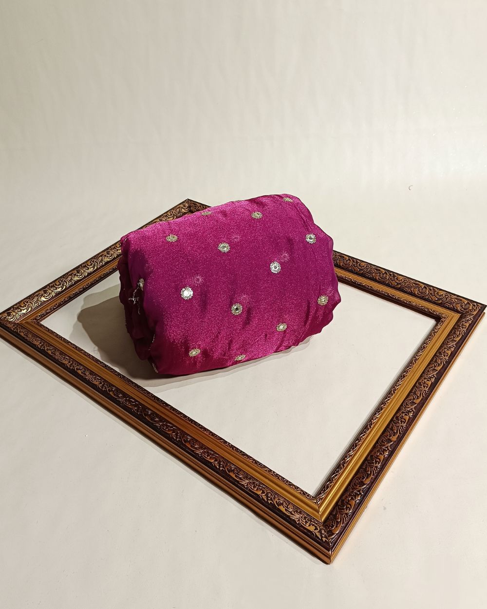 Premium NC Moss with Butti Work Magenta Colour 44 Inches Width