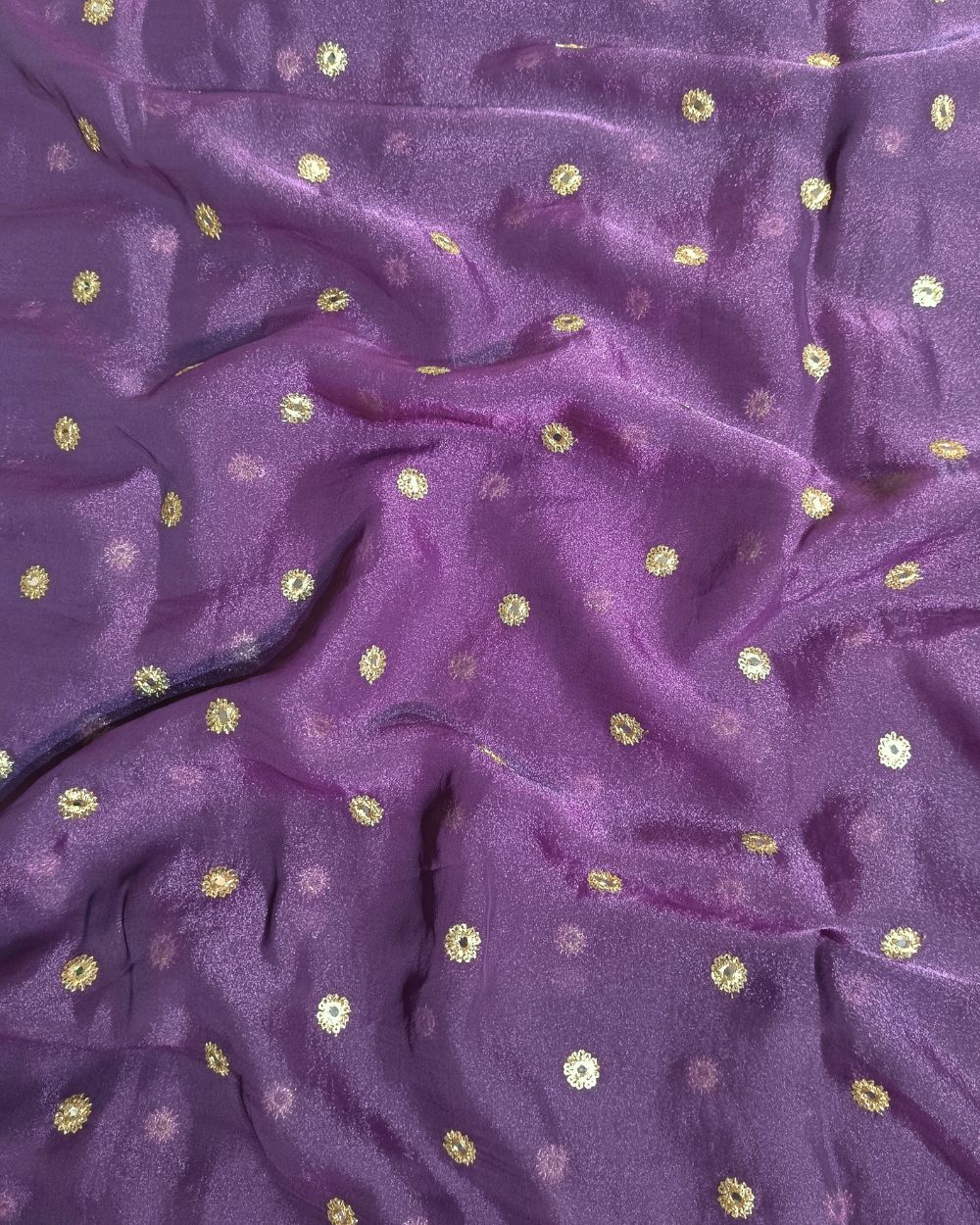 Premium NC Moss with Butti Work Pastel Purple Colour 44 Inches Width