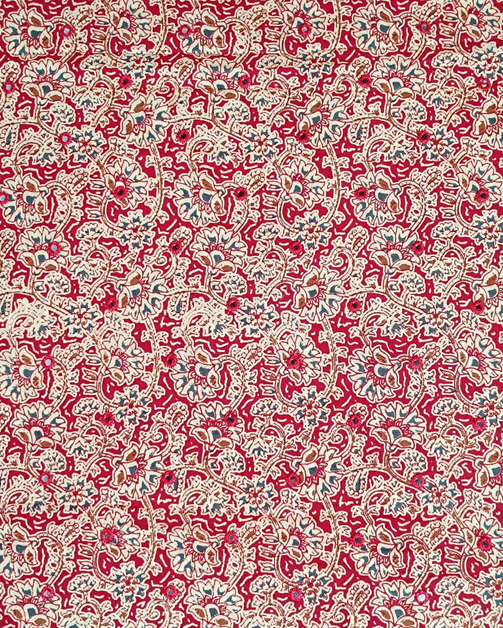 Cotton Abla Work Red Colour 44 Inches Width
