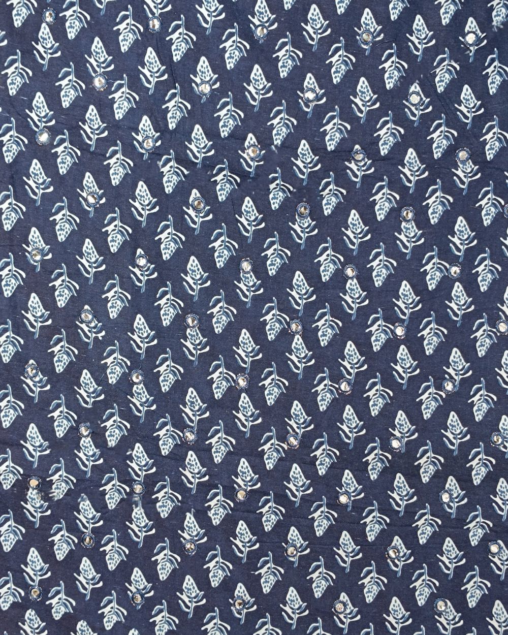 Cotton Abla Work Indigo Blue Colour 44 Inches Width