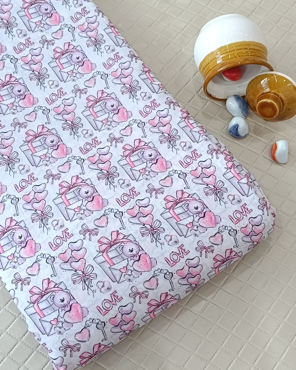 Soft Cotton with Kids Print (Baby/Nursery) White Colour 44 Inches Width