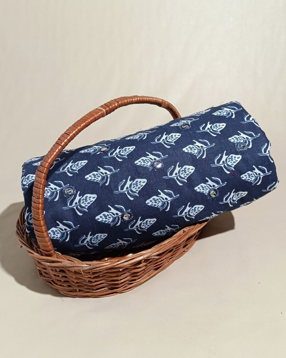Cotton Abla Work Indigo Blue Colour 44 Inches Width