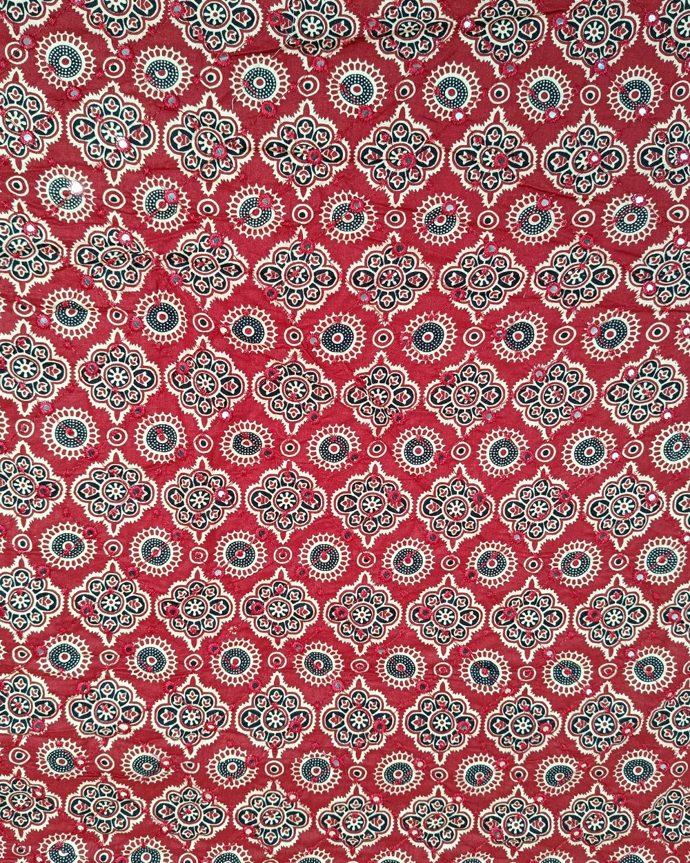 Cotton Abla Work Maroon Colour 44 Inches Width