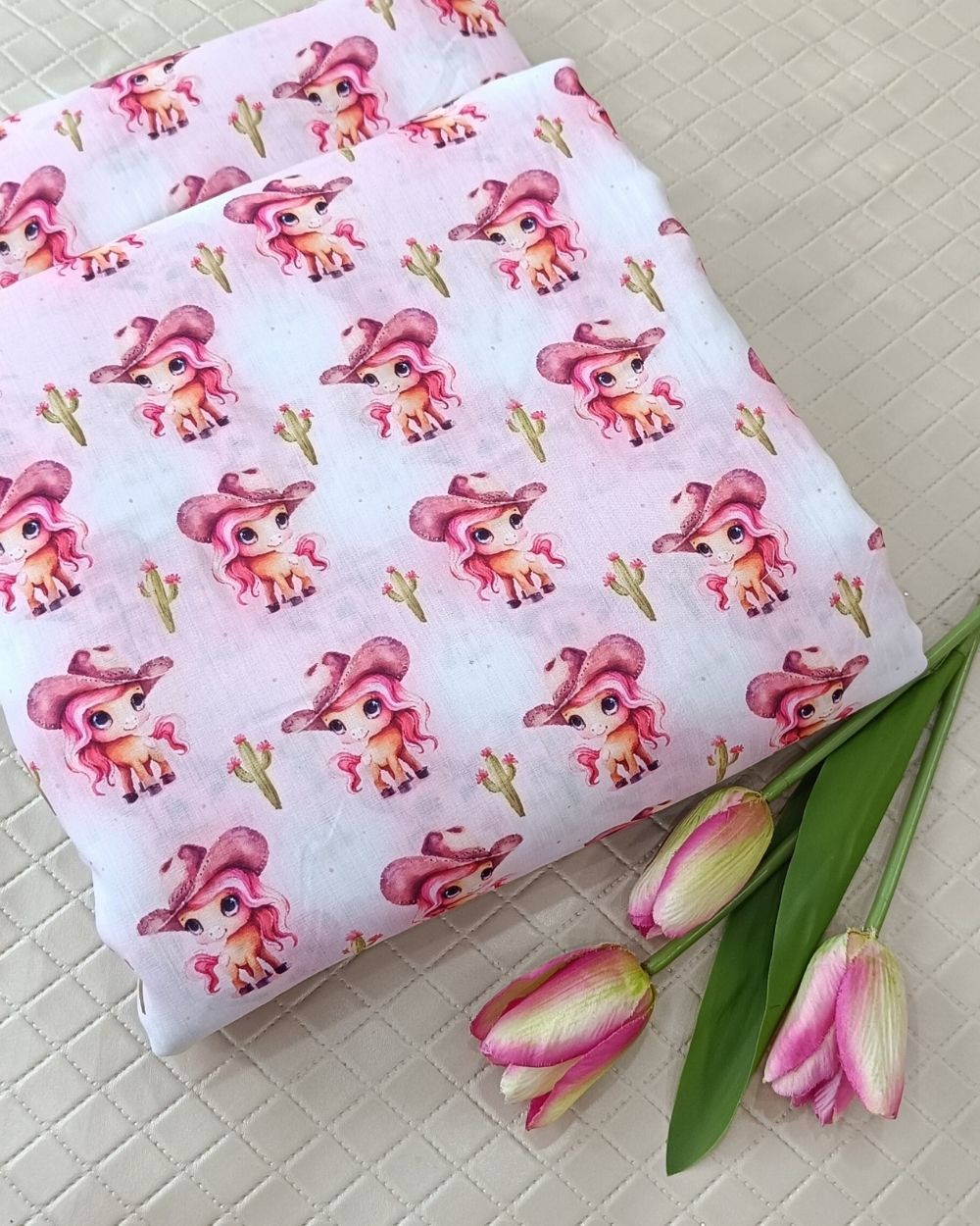 Soft Cotton with Kids Print (Baby/Nursery) White Colour 44 Inches Width