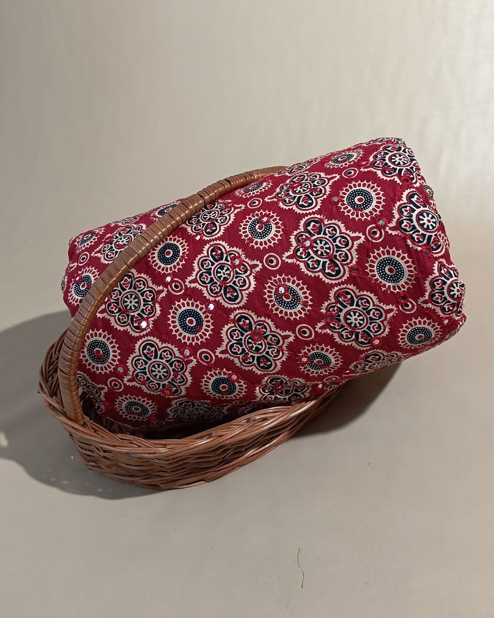 Cotton Abla Work Maroon Colour 44 Inches Width