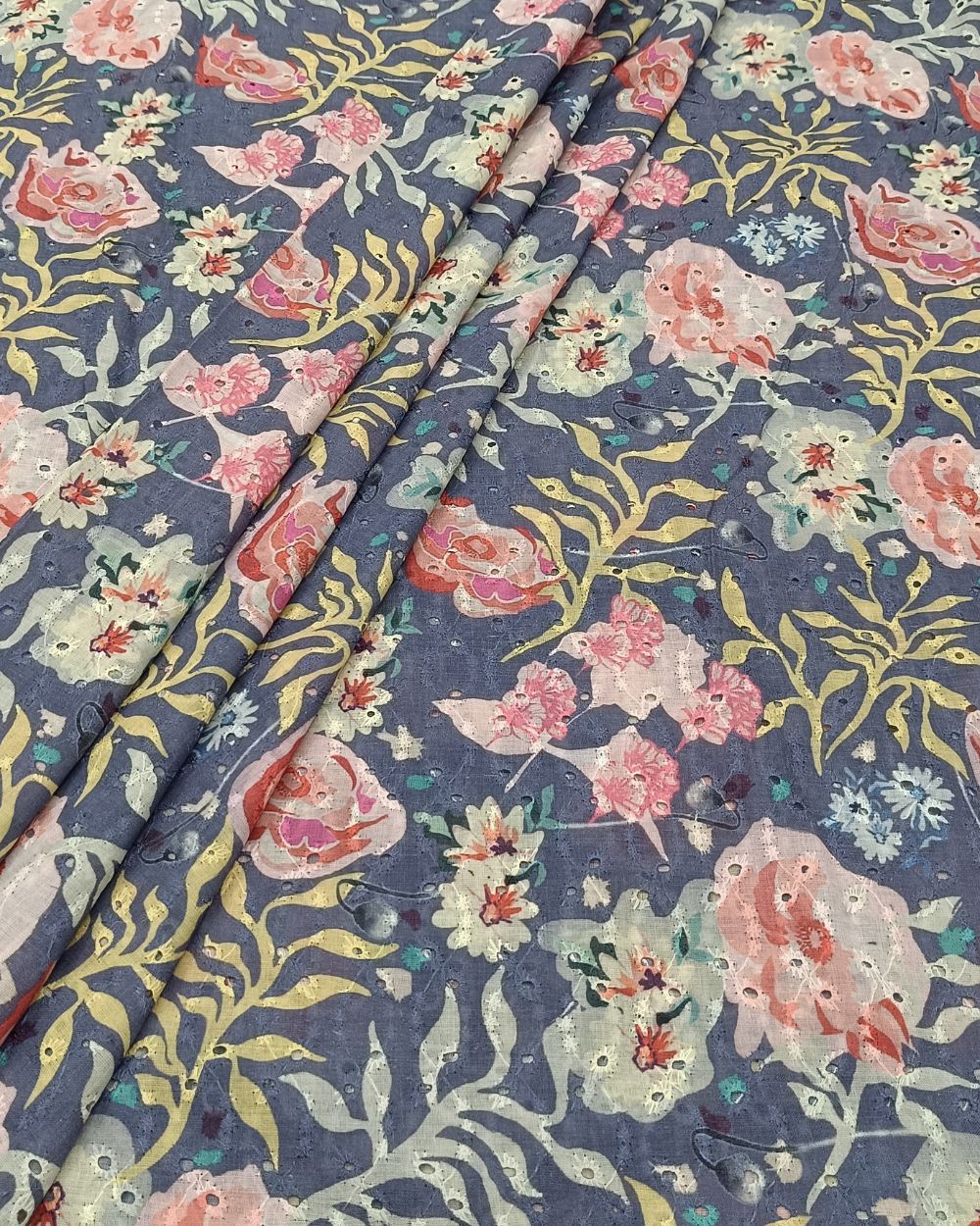 Printed Hakoba Cotton Navy Blue Colour 42 Inches Width