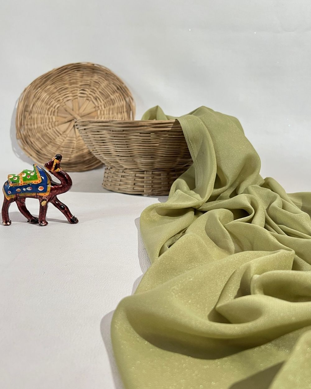 Plain Star Georgette Olive Green Colour 44 Inches Width