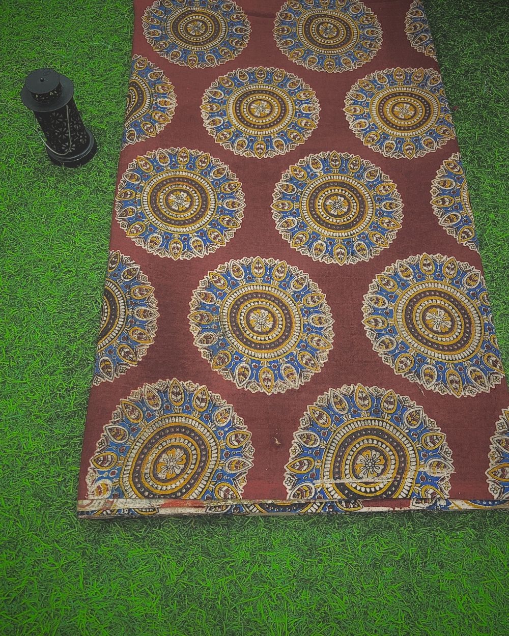 Hand Block Printed Cotton Kalamkari Maroon Colour 47 Inches Width