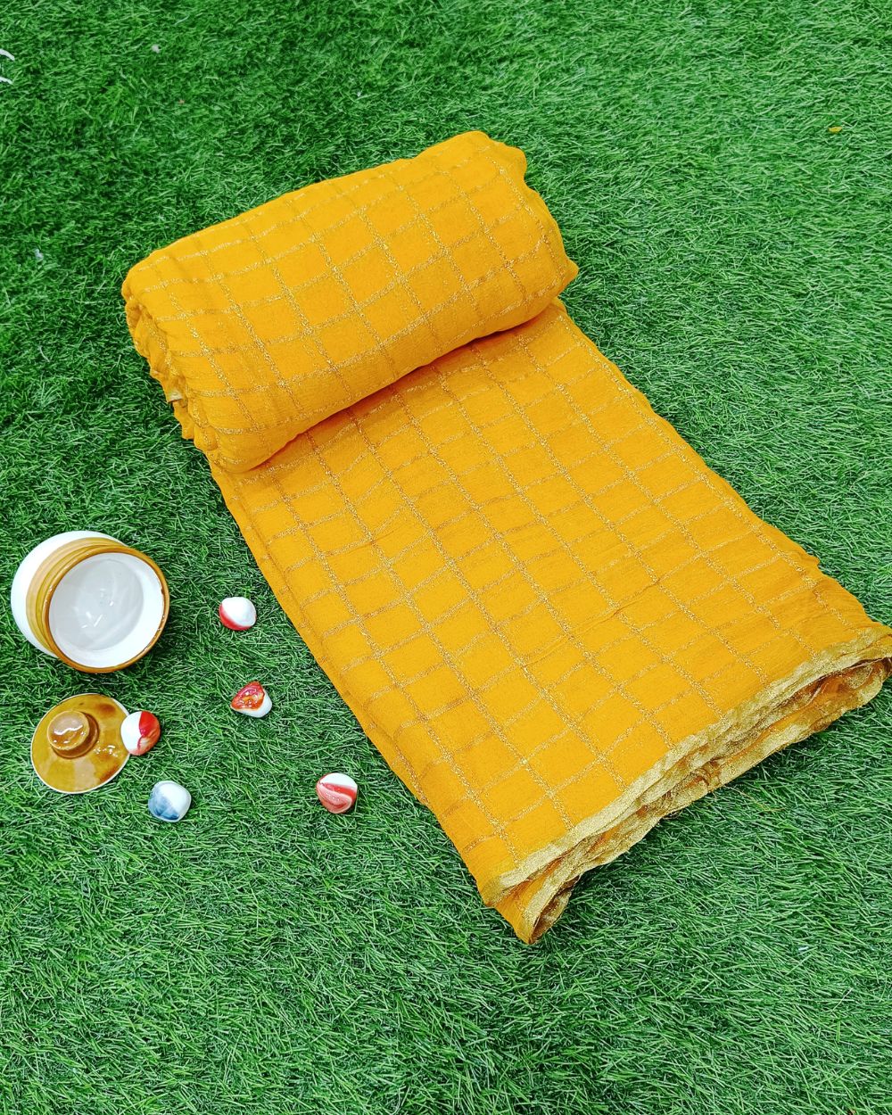Viscose Work Mango Yellow Colour 43 Inches Width