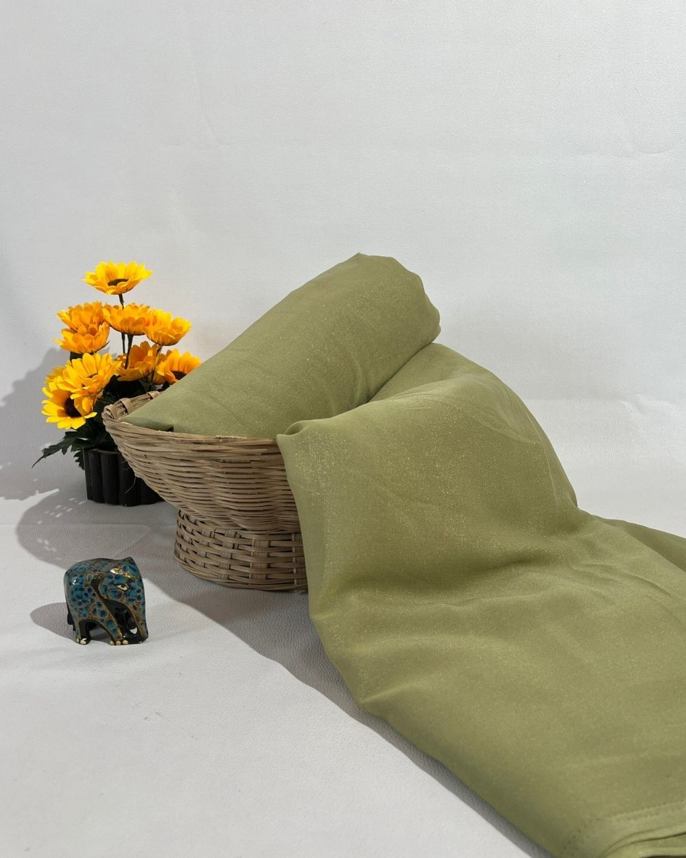 Plain Star Georgette Olive Green Colour 44 Inches Width