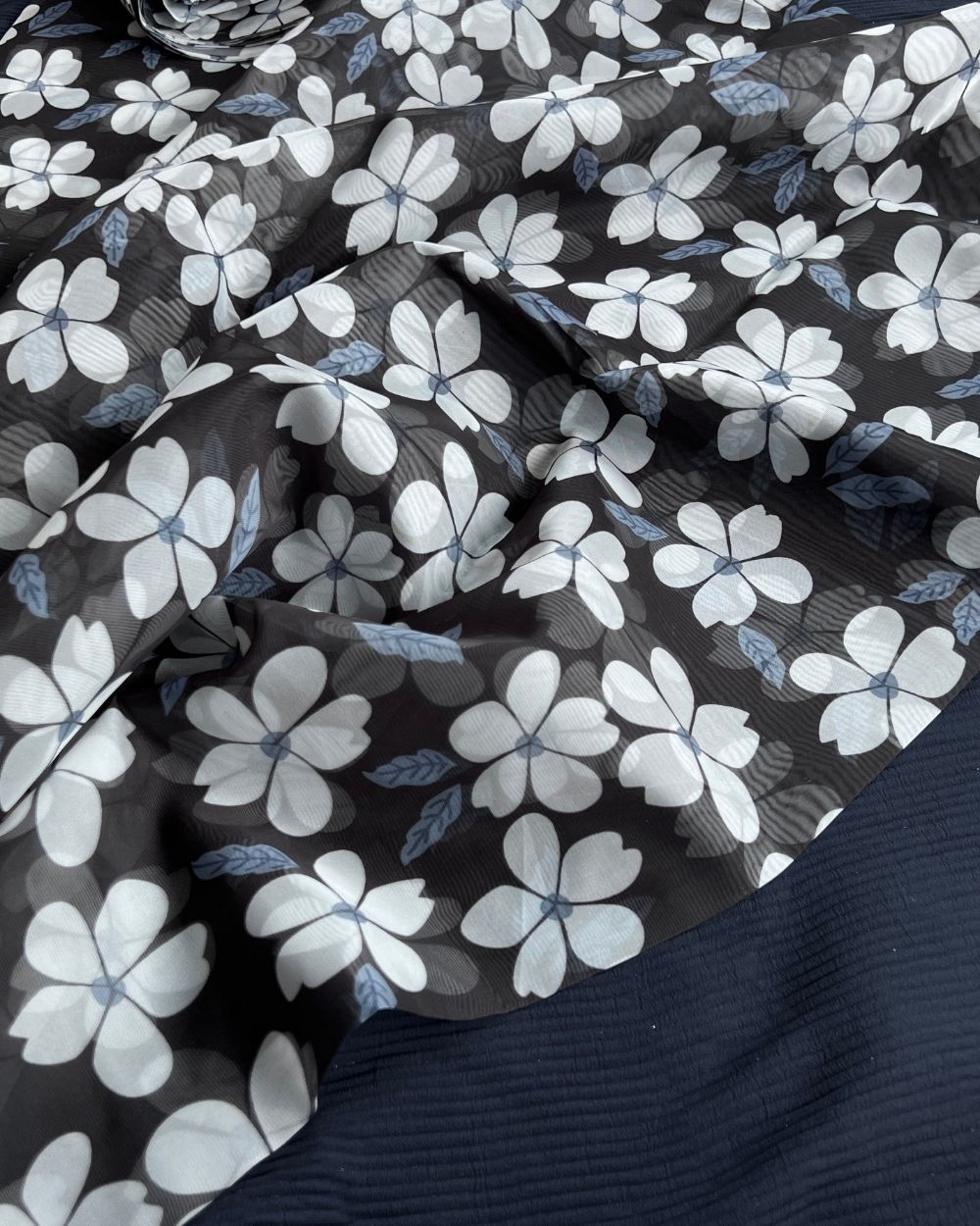Premium Printed Organza Black Colour 42 Inches Width