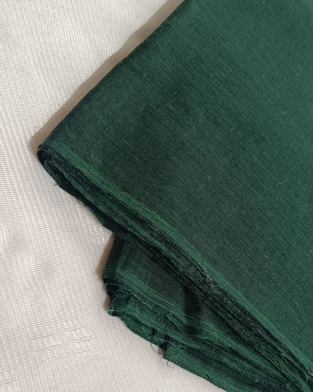 Plain Khadi Cotton Fabric Bottle Green Colour 45 Inches Width