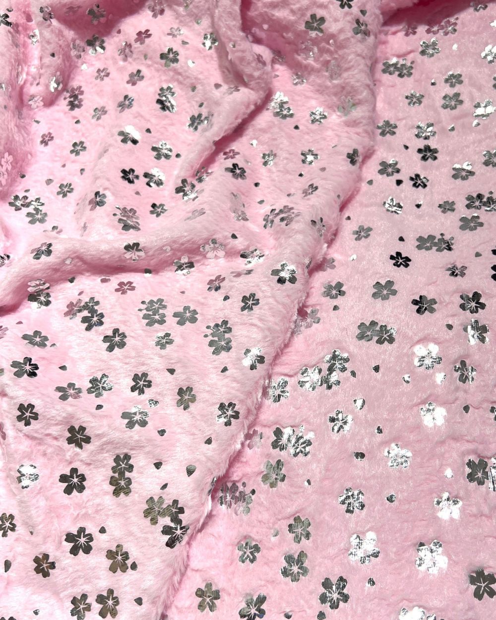 Imported Printed Foil Fur Baby Pink Colour 60 Inches Width