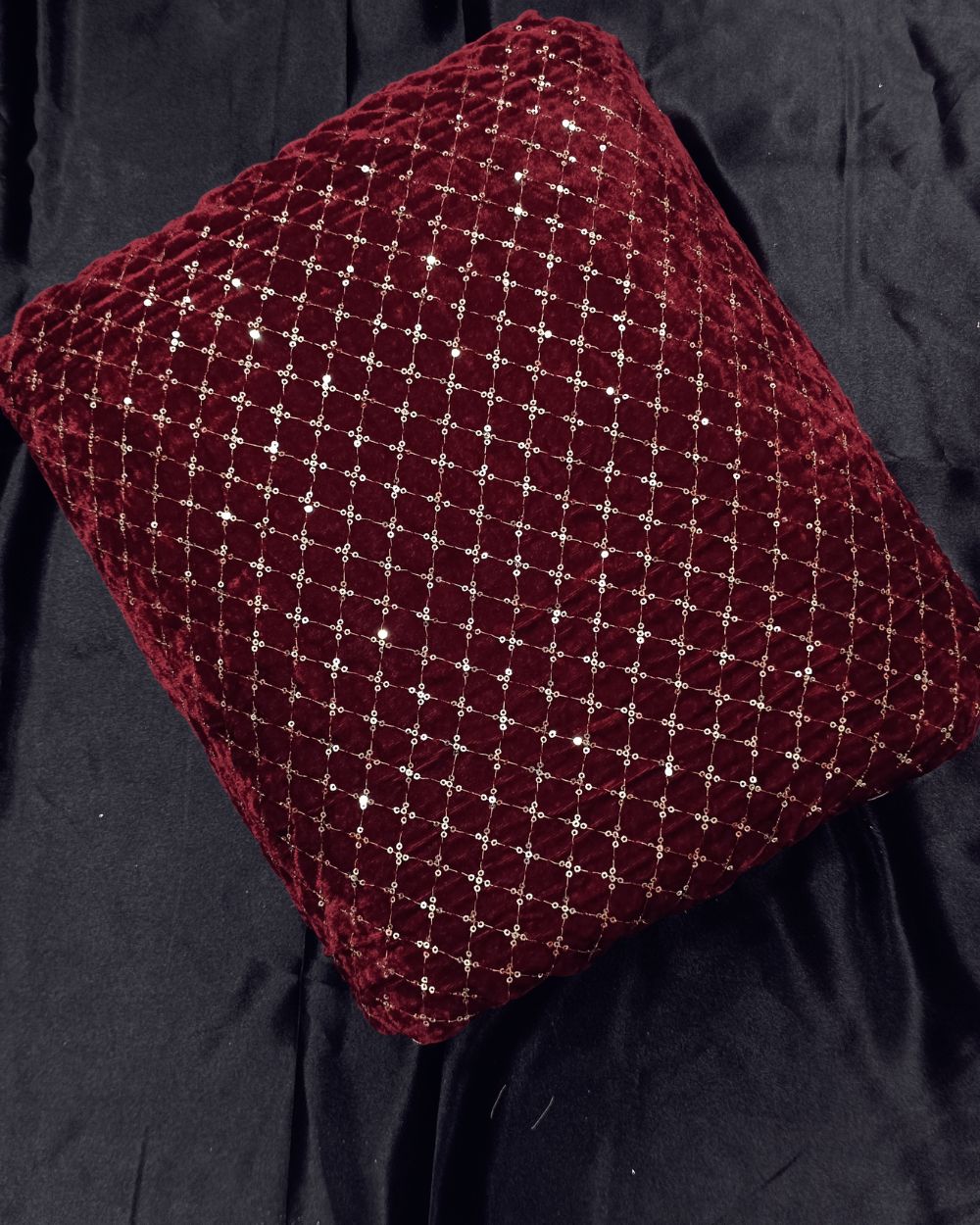 Velvet Work Maroon Colour 43 Inches Width