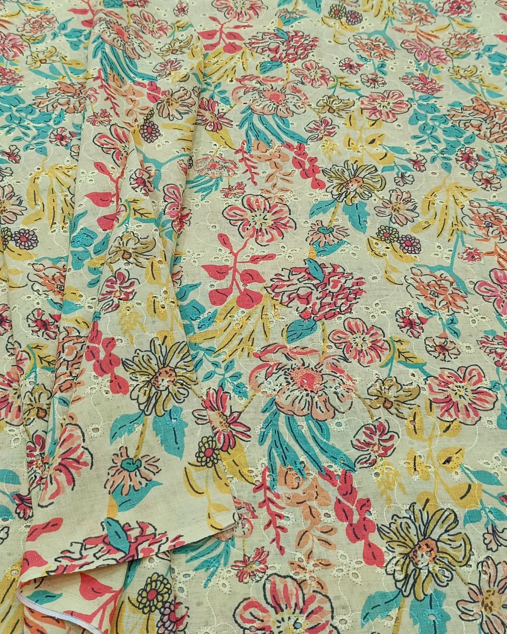 Printed Hakoba Cotton Lemon Yellow Colour 42 Inches Width