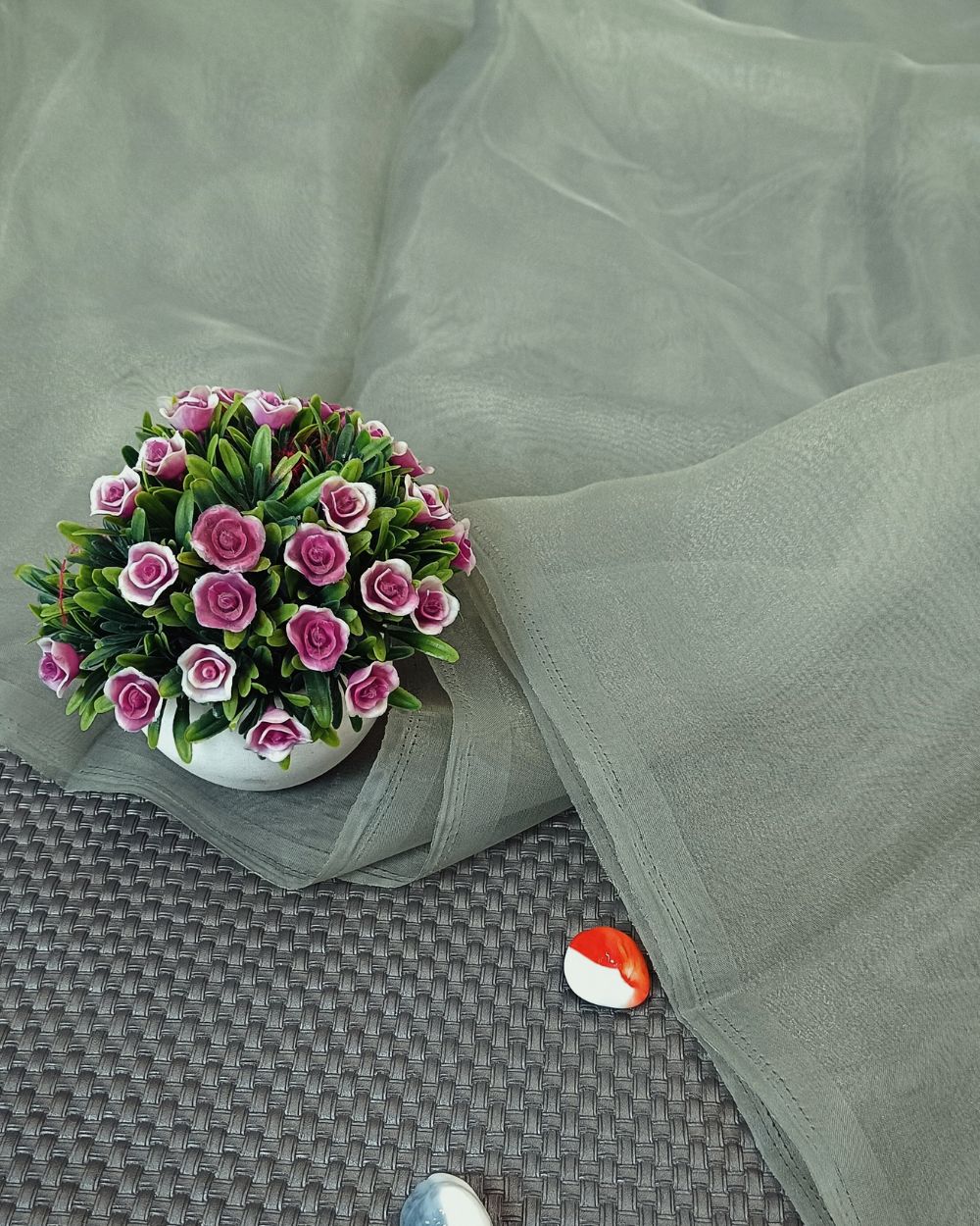 Plain Organza Spruce Stone Blue Colour 45 Inches Width