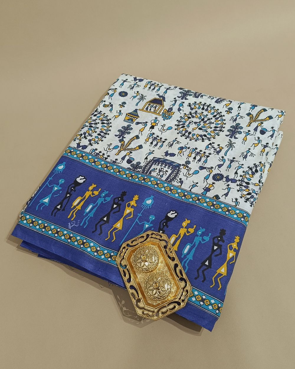 Cotton Warli Print White Colour 44 Inches Width